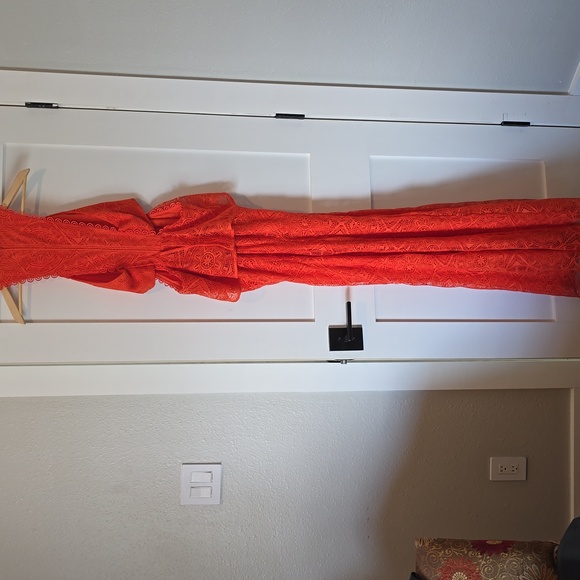 ASOS Tall Lace Evening Gown in Orange - Picture 3 of 7